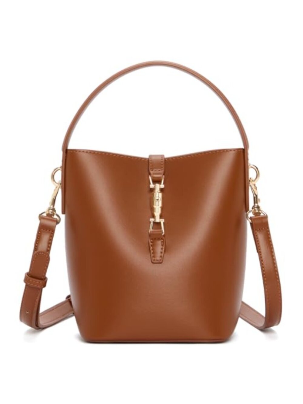 Vegan Leather Small Bucket Bag Women Crossbody Shoulder Purse